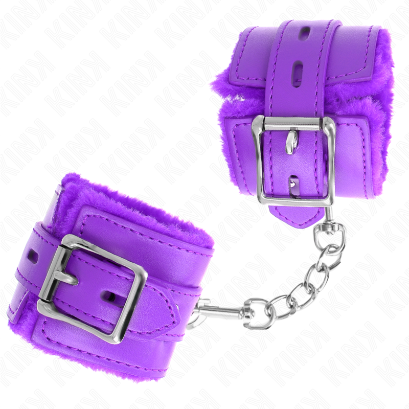 KINK - APPUI-POIGNETS DOUBLÉS DE FOURRURE AVEC TROUS CARRÉS VIOLET ET CEINTURE VIOLET RÉGLABLE 17-29 CM X 6 CM KINK WRIST RESTRAINT