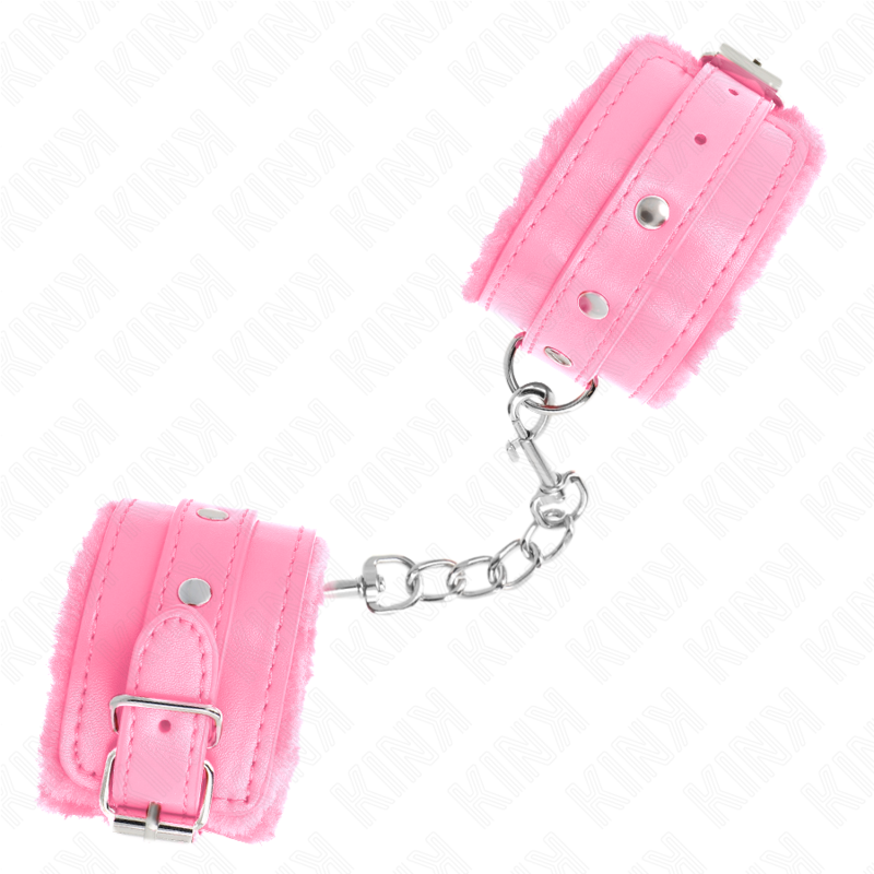 KINK - APPUI-POIGNETS DOUBLÉS DE FOURRURE PREMIUM ROSE AVEC CEINTURE ROSE RÉGLABLE 17-29 CM X 6 CM KINK WRIST RESTRAINT