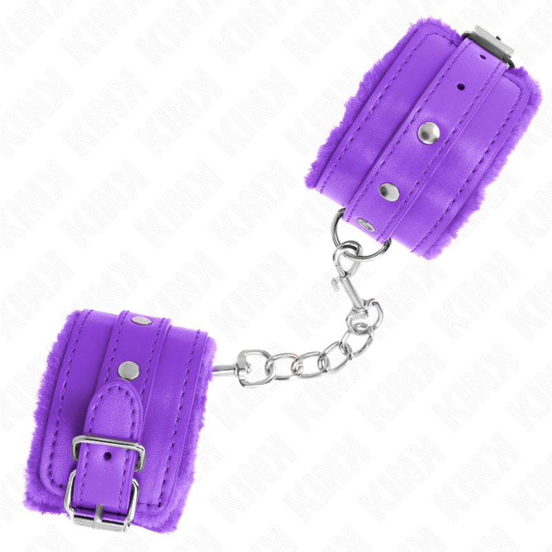 KINK - APPUI-POIGNETS DOUBLÉS DE FOURRURE PREMIUM VIOLET AVEC CEINTURE VIOLET AJUSTABLE 17-29 CM X 6 CM KINK WRIST RESTRAINT
