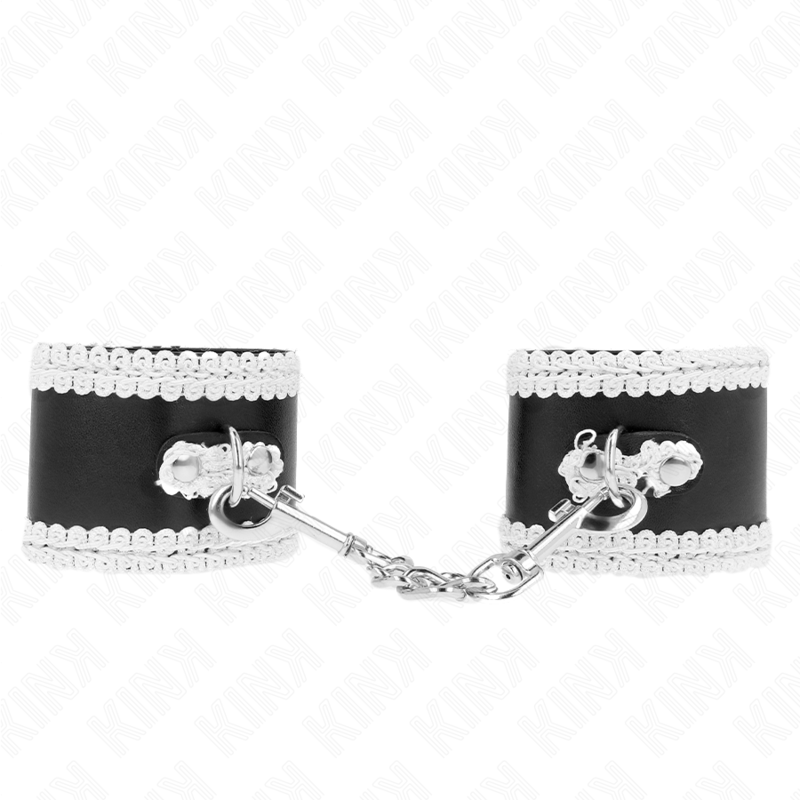 KINK - APPUI-POIGNETS NOIR AVEC DENTELLE DÉCORÉE BLANCHE RÉGLABLE 20-23 CM X 5,5 CM KINK WRIST RESTRAINT