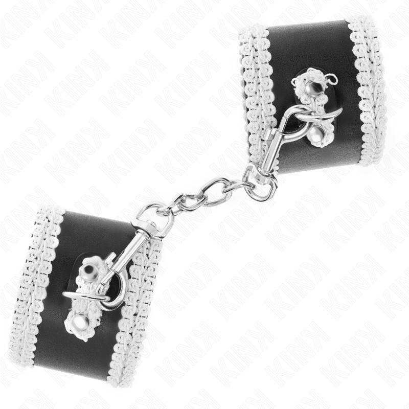 KINK - APPUI-POIGNETS NOIR AVEC DENTELLE DÉCORÉE BLANCHE RÉGLABLE 20-23 CM X 5,5 CM KINK WRIST RESTRAINT