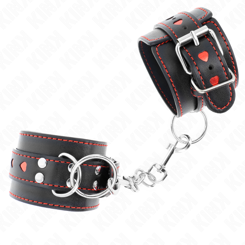 KINK - APPUI-POIGNETS NOIR AVEC INCRUSTATION COEUR ROUGE RÉGLABLE 21-28 CM X 5,5 CM KINK WRIST RESTRAINT