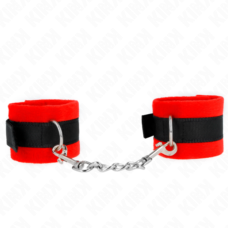 KINK - MANCHETTES DÉBUTANT EN FOURRURE NOIR-ROUGE 30 X 7 CM KINK WRIST RESTRAINT