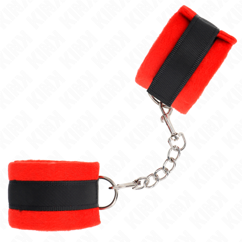 KINK - MANCHETTES DÉBUTANT EN FOURRURE NOIR-ROUGE 30 X 7 CM KINK WRIST RESTRAINT