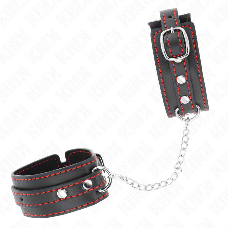 KINK - PETITES RETENUES-POIGNETS NOIRES AVEC DOUBLURE ROUGE RÉGLABLE 14-24 CM X 3,5 CM KINK WRIST RESTRAINT