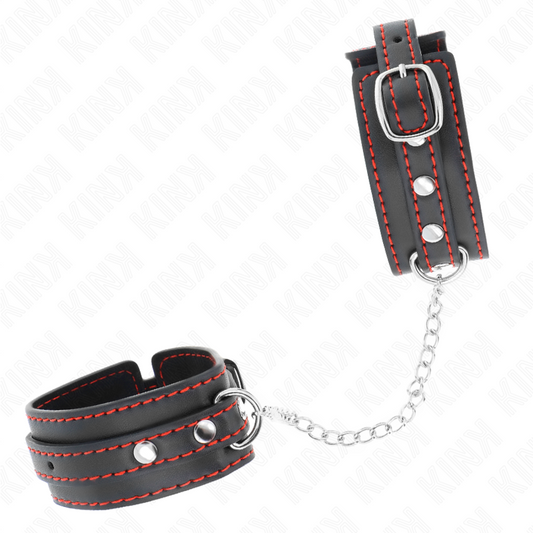 KINK - PETITES RETENUES-POIGNETS NOIRES AVEC DOUBLURE ROUGE RÉGLABLE 14-24 CM X 3,5 CM KINK WRIST RESTRAINT
