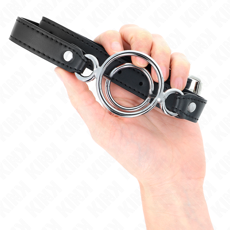 KINK - GAG AVEC PLUSIEURS O-RINGS 5 CM NOIR 63 X 2,5 CM KINK COLLAR & GAG