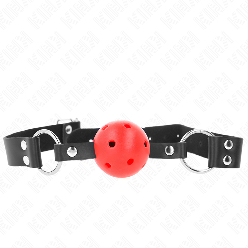 KINK - BALLE RESPIRANTE 4 CM BAG AVEC DOUBLE RIVET ROUGE 62,5 x 2,5 CM AJUSTABLE 42-58 CM KINK COLLAR & GAG