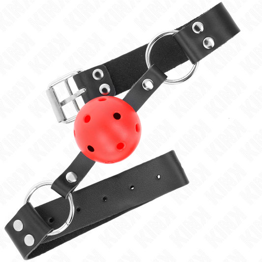 KINK - BALLE RESPIRANTE 4 CM BAG AVEC DOUBLE RIVET ROUGE 62,5 x 2,5 CM AJUSTABLE 42-58 CM KINK COLLAR & GAG
