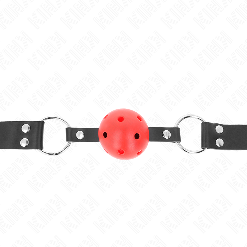 KINK - BALLE RESPIRANTE 4 CM BAG AVEC DOUBLE RIVET ROUGE 62,5 x 2,5 CM AJUSTABLE 42-58 CM KINK COLLAR & GAG
