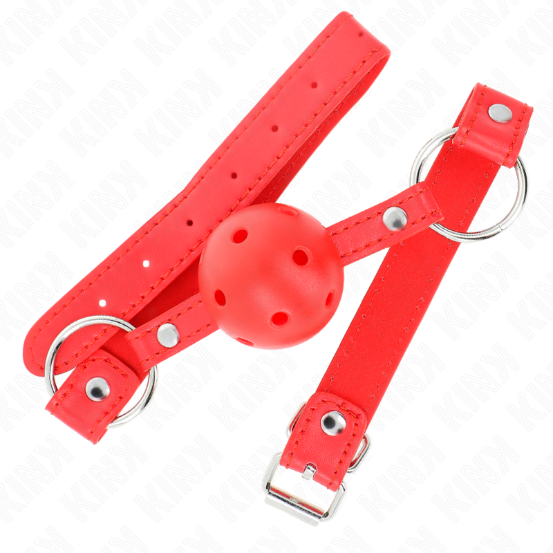 KINK - BÂTON RESPIRANT 4 CM AVEC DOUBLE RIVET MODÈLE 1 ROUGE 62,5 x 2,5 CM RÉGLABLE 42-58 CM KINK COLLAR & GAG