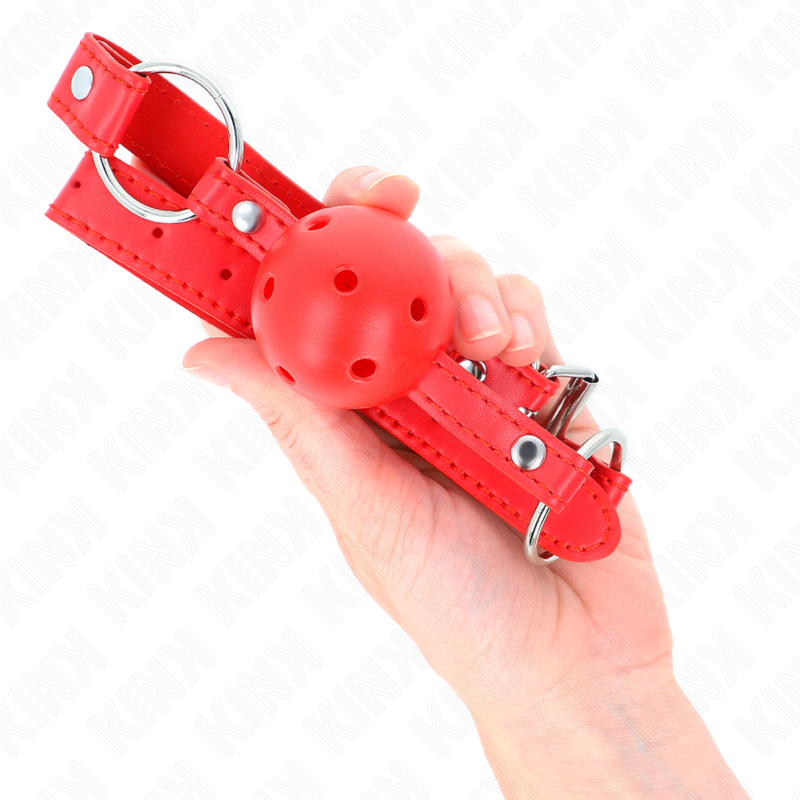 KINK - BÂTON RESPIRANT 4 CM AVEC DOUBLE RIVET MODÈLE 1 ROUGE 62,5 x 2,5 CM RÉGLABLE 42-58 CM KINK COLLAR & GAG