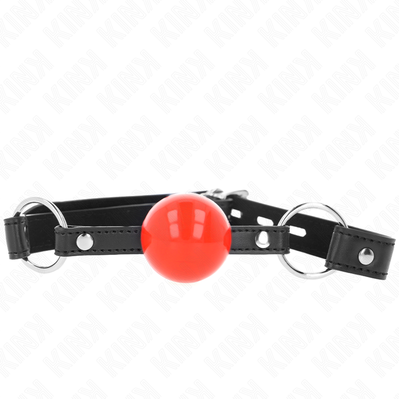 KINK - BÂILLON BALLE 4 CM AVEC SERRURE BOULE ROUGE BRACELET NOIR 60 x 2 CM KINK COLLAR & GAG