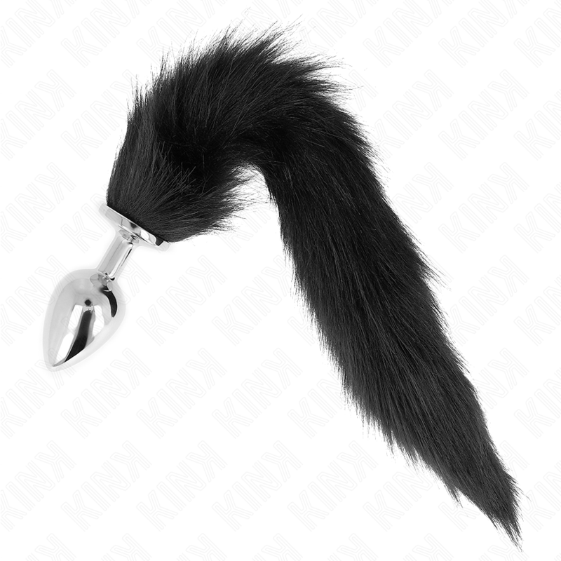 KINK - PLUG ANAL TAILLE L 10 X 4 CM AVEC QUEUE SYNTHÉTIQUE 40 CM NOIR KINK PLEASURE PLUGS