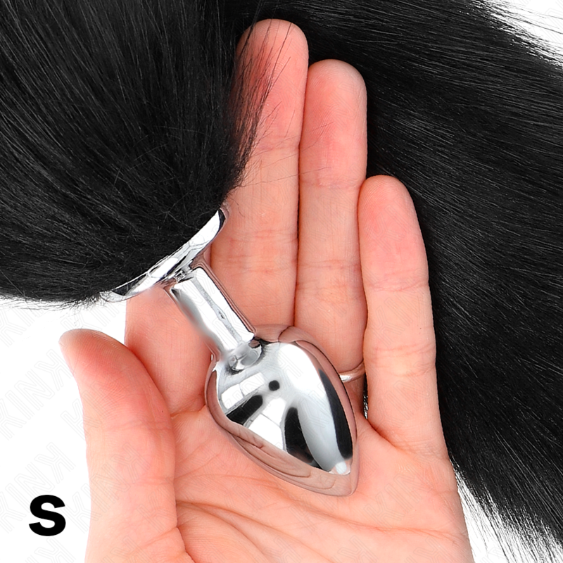 KINK - PLUG ANAL TAILLE S 7 X 3 CM AVEC QUEUE SYNTHÉTIQUE 40 CM NOIR KINK PLEASURE PLUGS