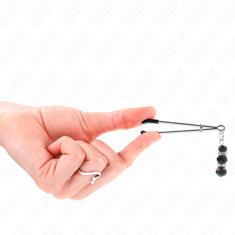 KINK - PINCES À TETON FINES OR AVEC 3 BILLES DE VERRE NOIR 7 CM KINK NIPPLE GRIP