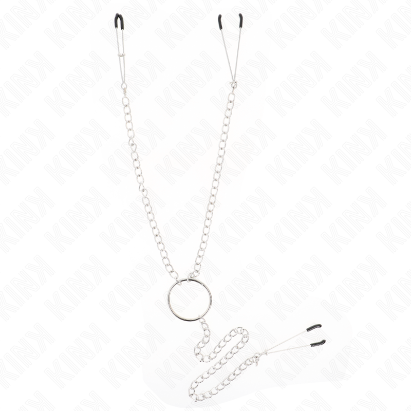 KINK - PINCES TRIPLE À TAMELON ET CLITO AVEC CHAÎNE MODÈLE 1 KINK NIPPLE GRIP