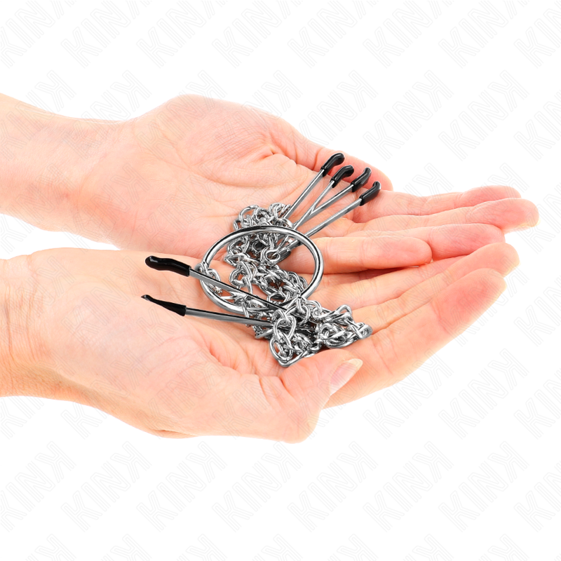 KINK - PINCES TRIPLE À TAMELON ET CLITO AVEC CHAÎNE MODÈLE 1 KINK NIPPLE GRIP