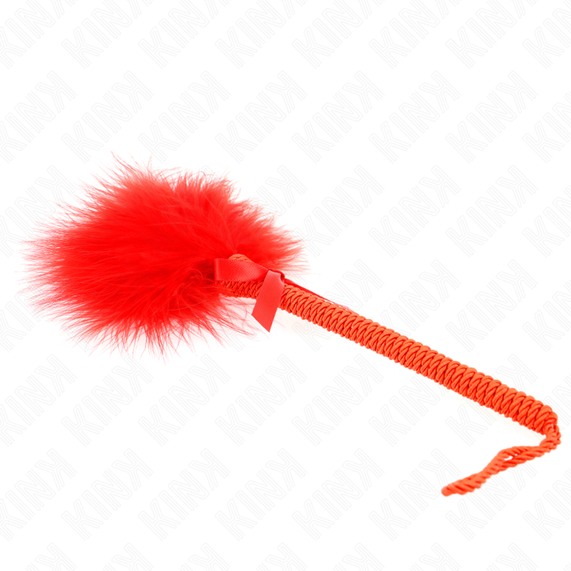 KINK - Baguette en corde de nylon avec plumes chatouillantes et noeud rouge 25 cm KINK IMPACT & TOUCH