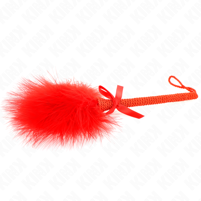 KINK - Baguette en corde de nylon avec plumes chatouillantes et noeud rouge 25 cm KINK IMPACT & TOUCH