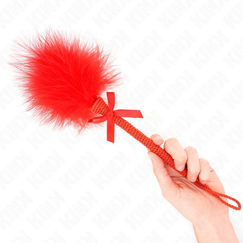 KINK - Baguette en corde de nylon avec plumes chatouillantes et noeud rouge 25 cm KINK IMPACT & TOUCH