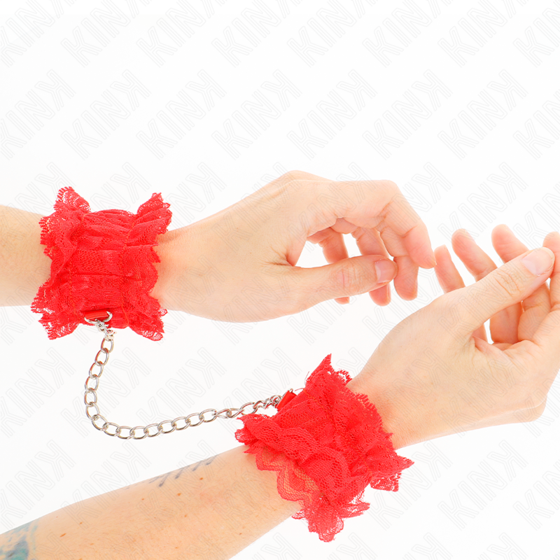 KINK - ATTENTES-POIGNETS ÉLASTIQUES EN DENTELLE ROUGE KINK WRIST RESTRAINT