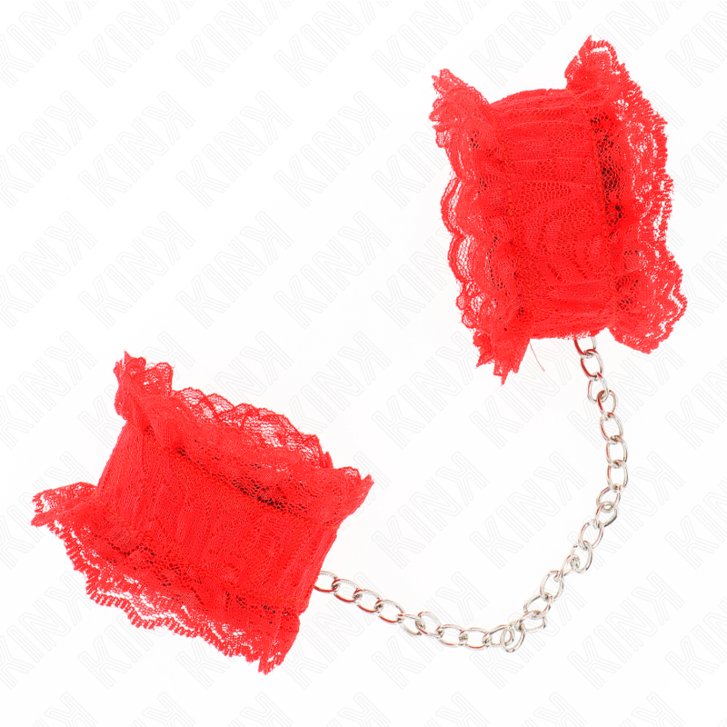 KINK - ATTENTES-POIGNETS ÉLASTIQUES EN DENTELLE ROUGE KINK WRIST RESTRAINT
