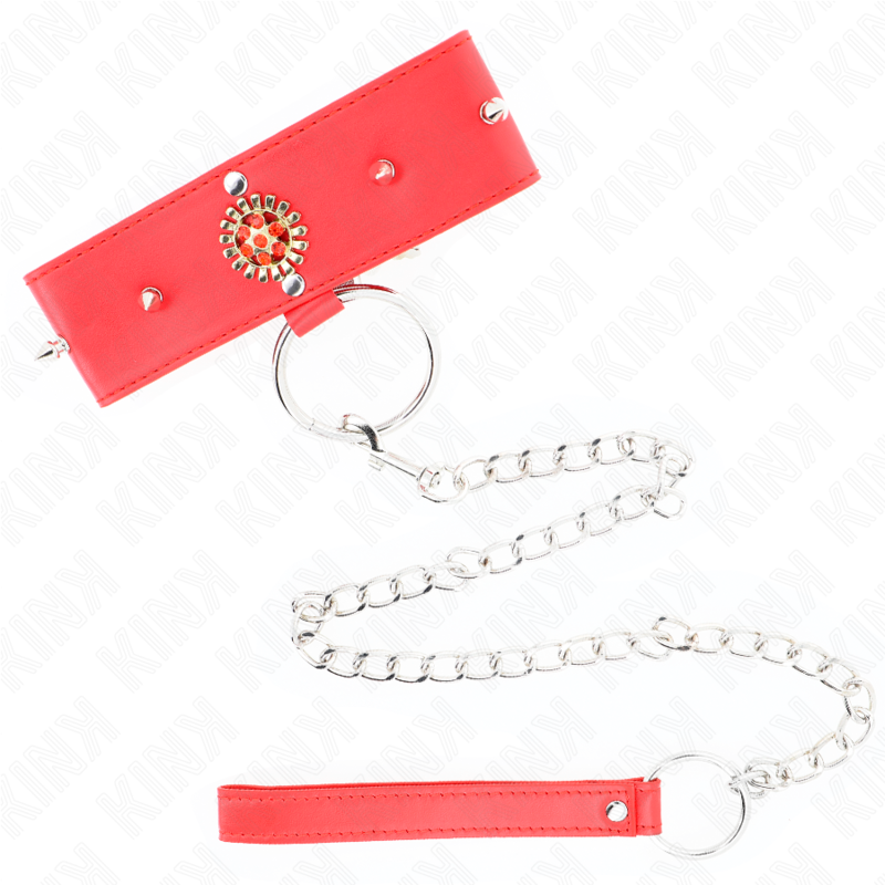 KINK - COLLIER DIAMANTS ROUGES AVEC CEINTURE 65 CM AJDUSTABLE 35-51 CM X 7 CM KINK COLLAR & GAG