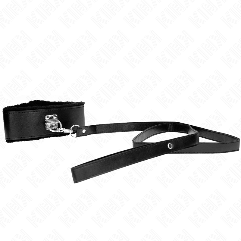 KINK - COLLIER AVEC LAISSE 116 CM AVEC CLOUS ARGENTÉS MODÈLE 4 NOIR AJUSTABLE 40-48 CM X 6 CM KINK COLLAR & GAG