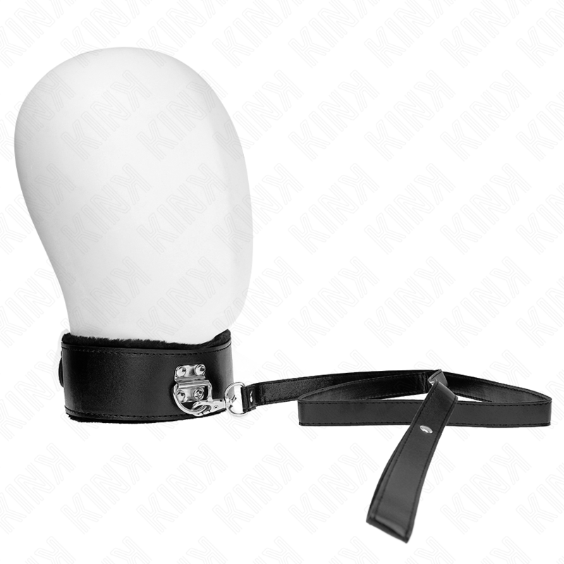 KINK - COLLIER AVEC LAISSE 116 CM AVEC CLOUS ARGENTÉS MODÈLE 4 NOIR AJUSTABLE 40-48 CM X 6 CM KINK COLLAR & GAG