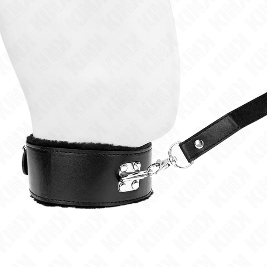 KINK - COLLIER AVEC LAISSE 116 CM AVEC CLOUS ARGENTÉS MODÈLE 4 NOIR AJUSTABLE 40-48 CM X 6 CM KINK COLLAR & GAG
