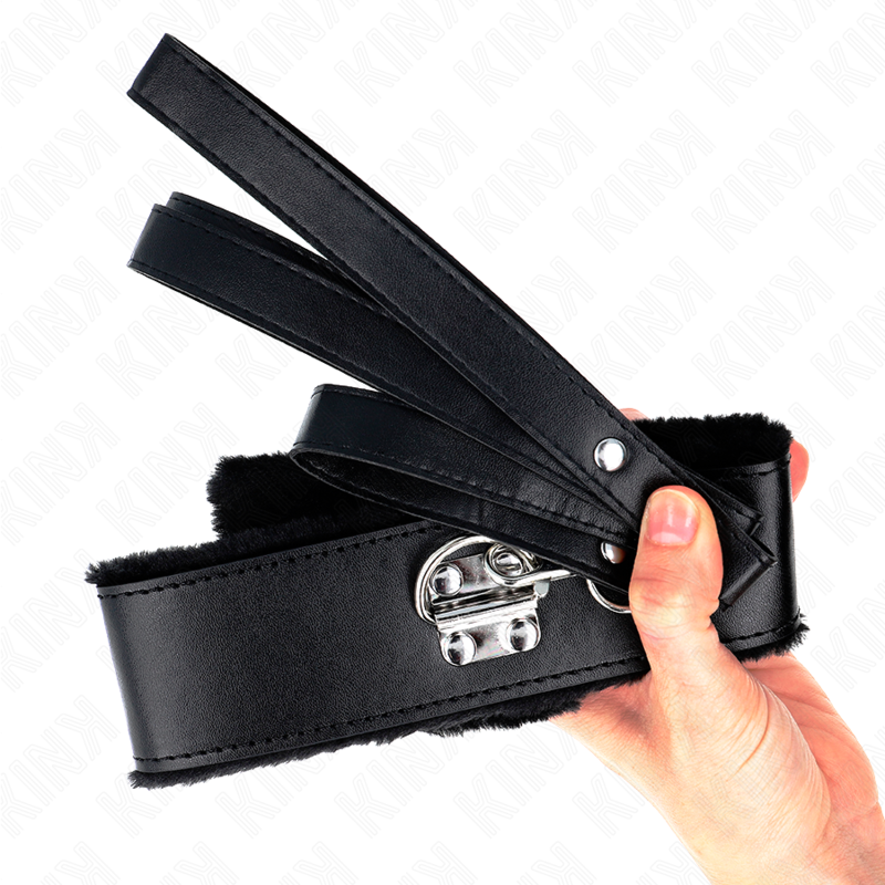 KINK - COLLIER AVEC LAISSE 116 CM AVEC CLOUS ARGENTÉS MODÈLE 4 NOIR AJUSTABLE 40-48 CM X 6 CM KINK COLLAR & GAG