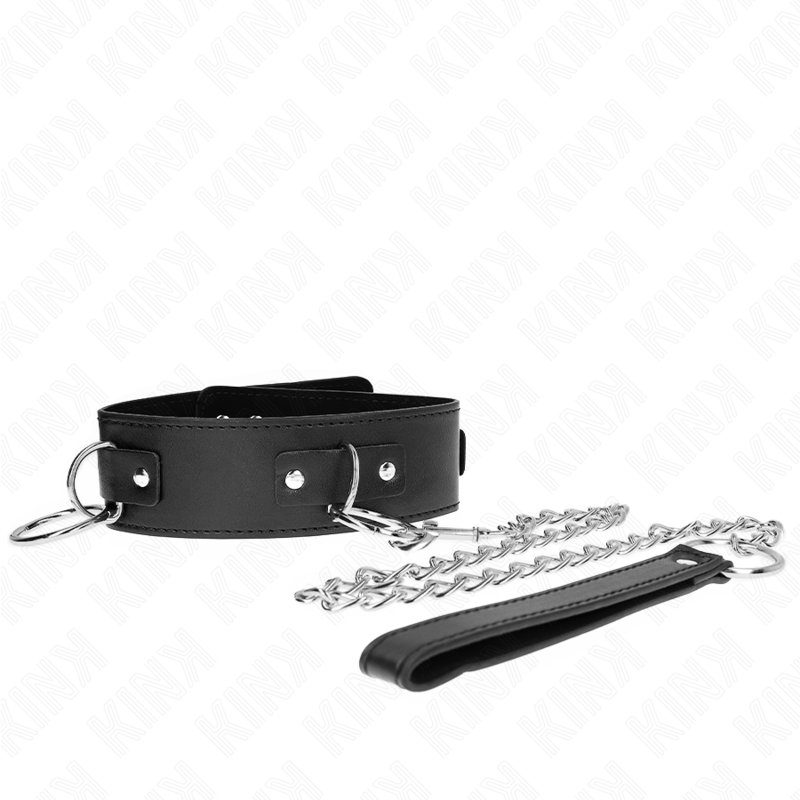 KINK - COLLIER AVEC LAISSE 65 CM 3 ANNEAUX MODÈLE 2 RÉGLABLE 36-43 CM X 5 CM KINK COLLAR & GAG