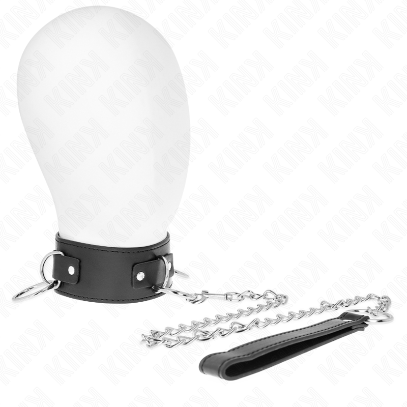 KINK - COLLIER AVEC LAISSE 65 CM 3 ANNEAUX MODÈLE 2 RÉGLABLE 36-43 CM X 5 CM KINK COLLAR & GAG