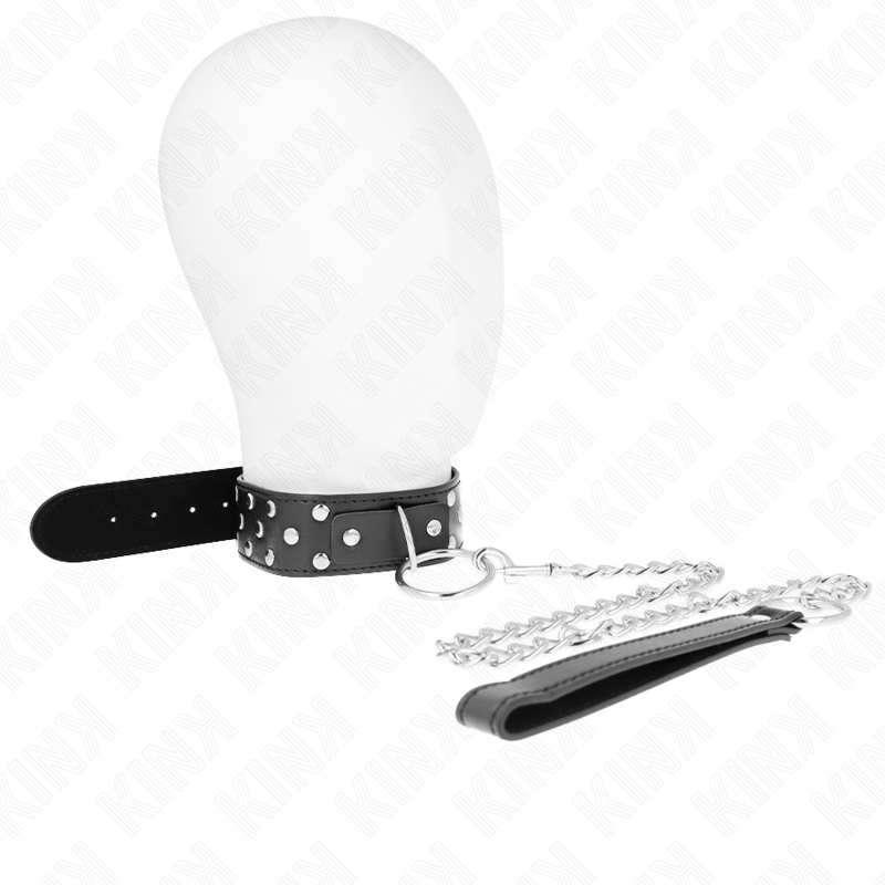 KINK - COLLIER RIVET ANNEAU AVEC CEINTURE 65 CM NOIR AJUSTABLE 36-50 CM X 3,8 CM KINK COLLAR & GAG