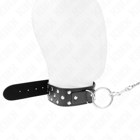 KINK - COLLIER RIVET ANNEAU AVEC CEINTURE 65 CM NOIR AJUSTABLE 36-50 CM X 3,8 CM KINK COLLAR & GAG