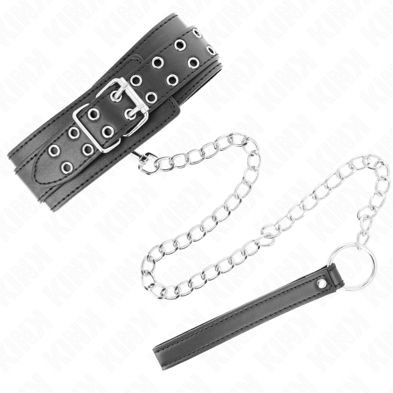 KINK - COLLIER AVEC BRACELET 65 CM BOUCLES ARGENT RÉGLABLES 33-46 CM X 5,5 CM KINK COLLAR & GAG