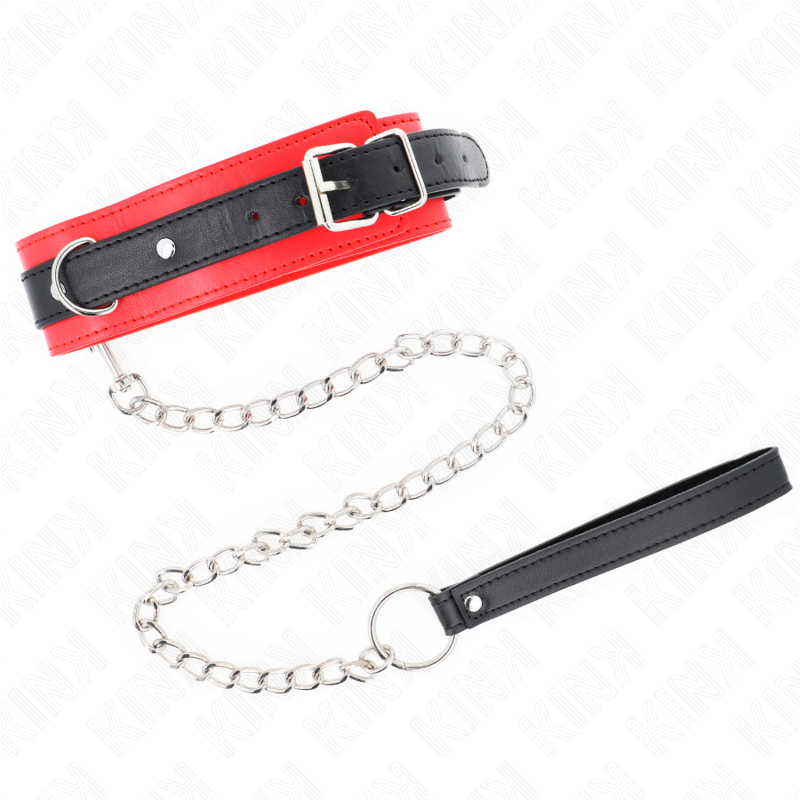 KINK - COLLIER MODÈLE BASIC AVEC LAISSE 65 CM MODÈLE 3 ROUGE 53 X 5 CM KINK COLLAR & GAG