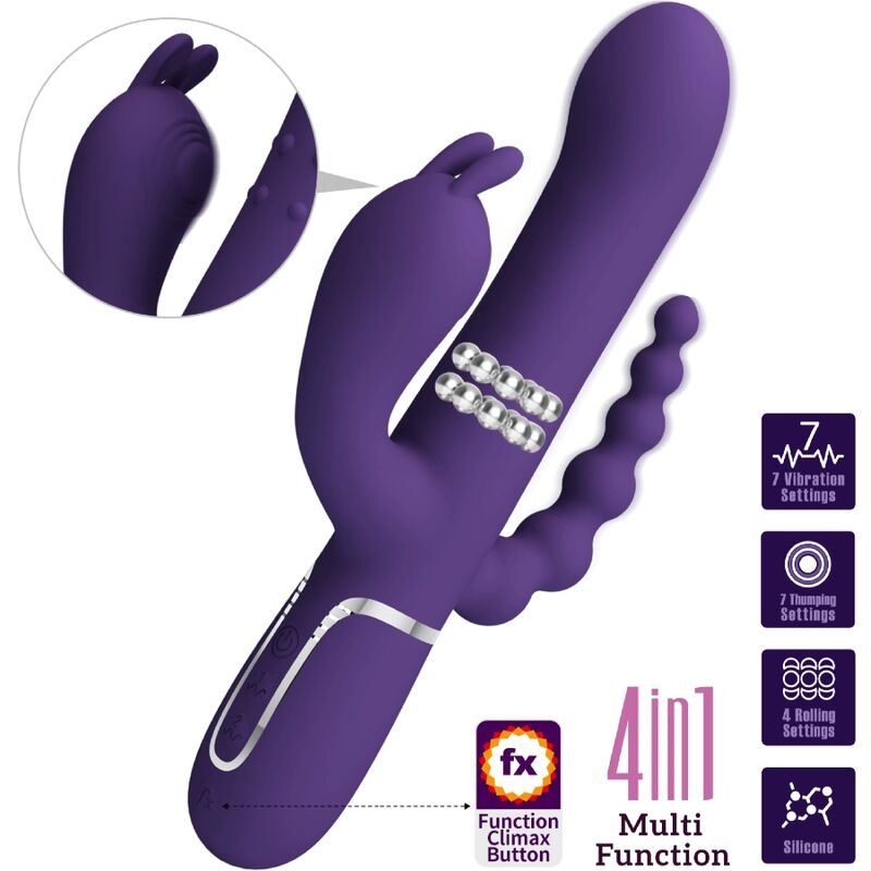 PRETTY LOVE - CAMMY TRIPLE VIBRATEUR MULTIFONCTION 4 EN 1 VIOLET PRETTY LOVE FLIRTATION