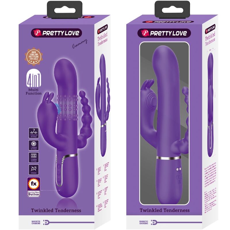 PRETTY LOVE - CAMMY TRIPLE VIBRATEUR MULTIFONCTION 4 EN 1 VIOLET PRETTY LOVE FLIRTATION