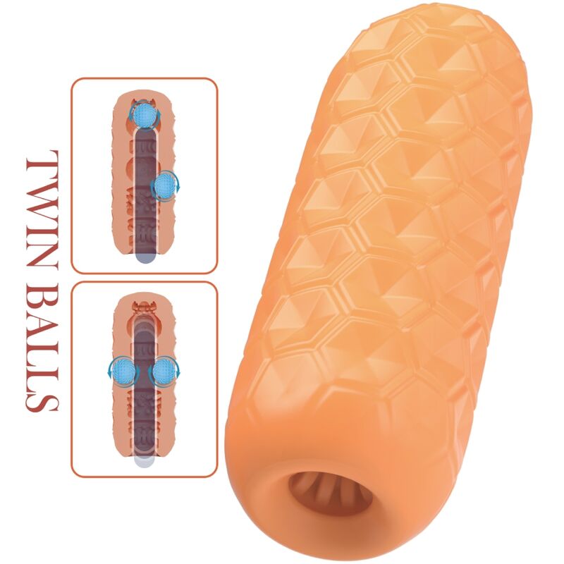 PRETTY LOVE - MASTURBATEUR POUR HOMME À DEUX BOULES ORANGE PRETTY LOVE FLIRTATION
