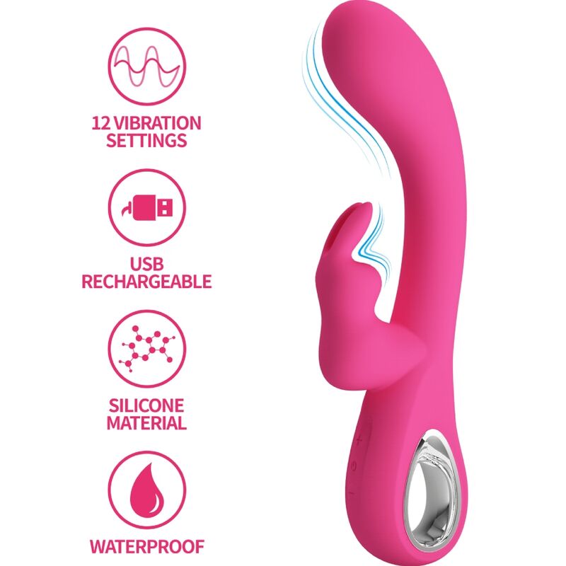 PRETTY LOVE - VIBRATEUR NOVAK RABBIT 12 VIBRATIONS ROSE PRETTY LOVE FLIRTATION