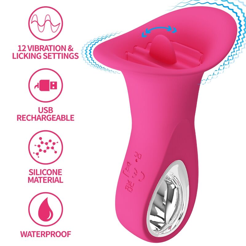 PRETTY LOVE - CLYDE VIBRATEUR ORAL LANGUE VIBRANTE 12 VIBRATIONS ROSE PRETTY LOVE FLIRTATION