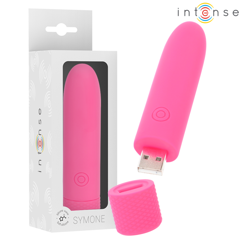 INTENSE - SYMONE BULLET VIBRANT RECHARGEABLE USB 8 VIBRATIONS ROSE 10 X 2,2 CM INTENSE FUN