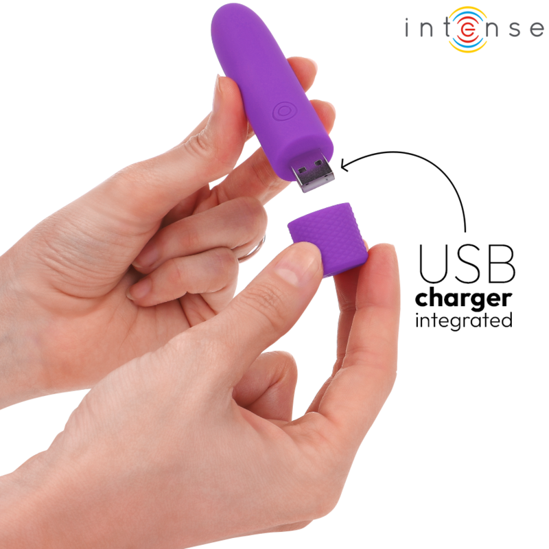 INTENSE - SYMONE BULLET VIBRANT RECHARGEABLE USB 8 VIBRATIONS VIOLET 10 X 2,2 CM INTENSE FUN