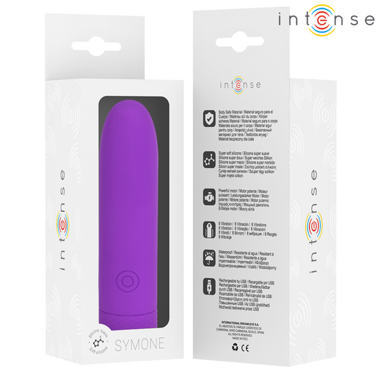 INTENSE - SYMONE BULLET VIBRANT RECHARGEABLE USB 8 VIBRATIONS VIOLET 10 X 2,2 CM INTENSE FUN