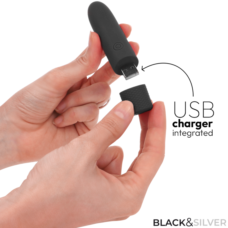 BLACK & SILVER - GERI BULLET VIBRANT RECHARGEABLE USB 8 VIBRATIONS NOIR 10 X 2,2 CM BLACK&SILVER