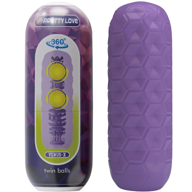 PRETTY LOVE - MASTURBATEUR POUR HOMME À DEUX BOULES VIOLET PRETTY LOVE