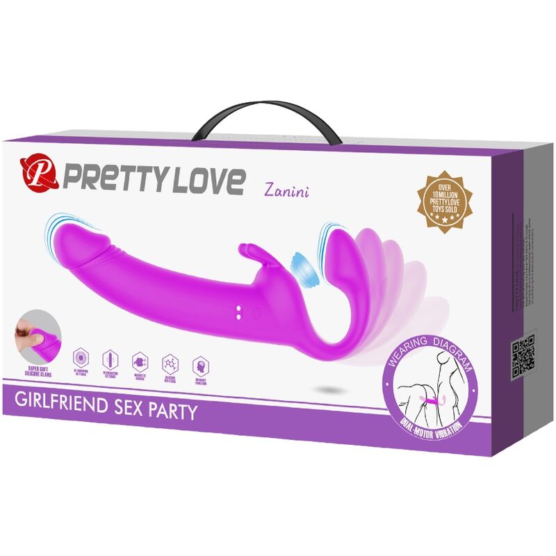 PRETTY LOVE - ZANINI STRAPLESS STRAP-ON 10 VIBRATIONS VIOLET PRETTY LOVE