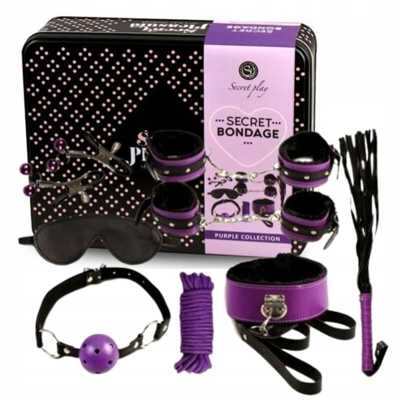 SECRETPLAY - BDSM SET 8PCS PURBLE / NOIR. SECRETPLAY 100% FETISH